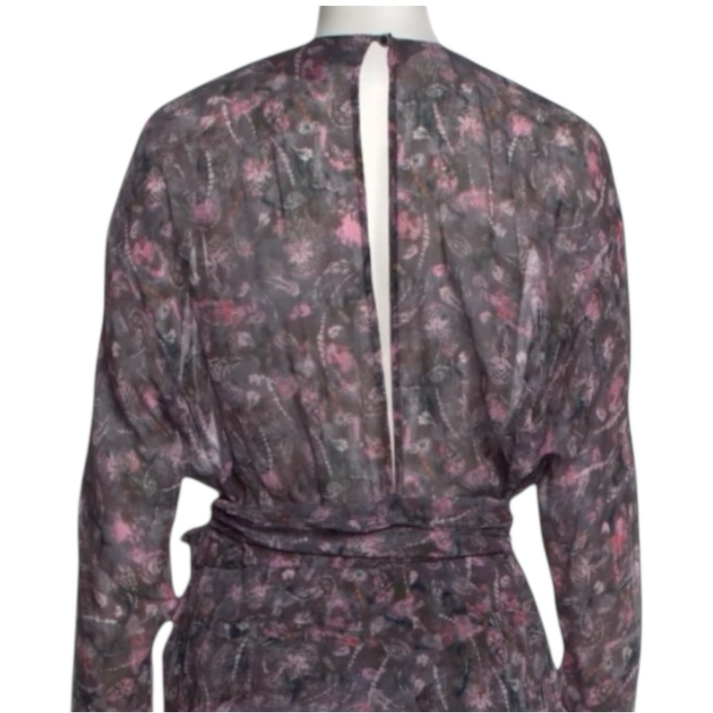IRO Floral Plunge Neckline Long Sleeve Jumpsuit in Grey Size 4 — STUNNING!!! - Picture 6 of 9